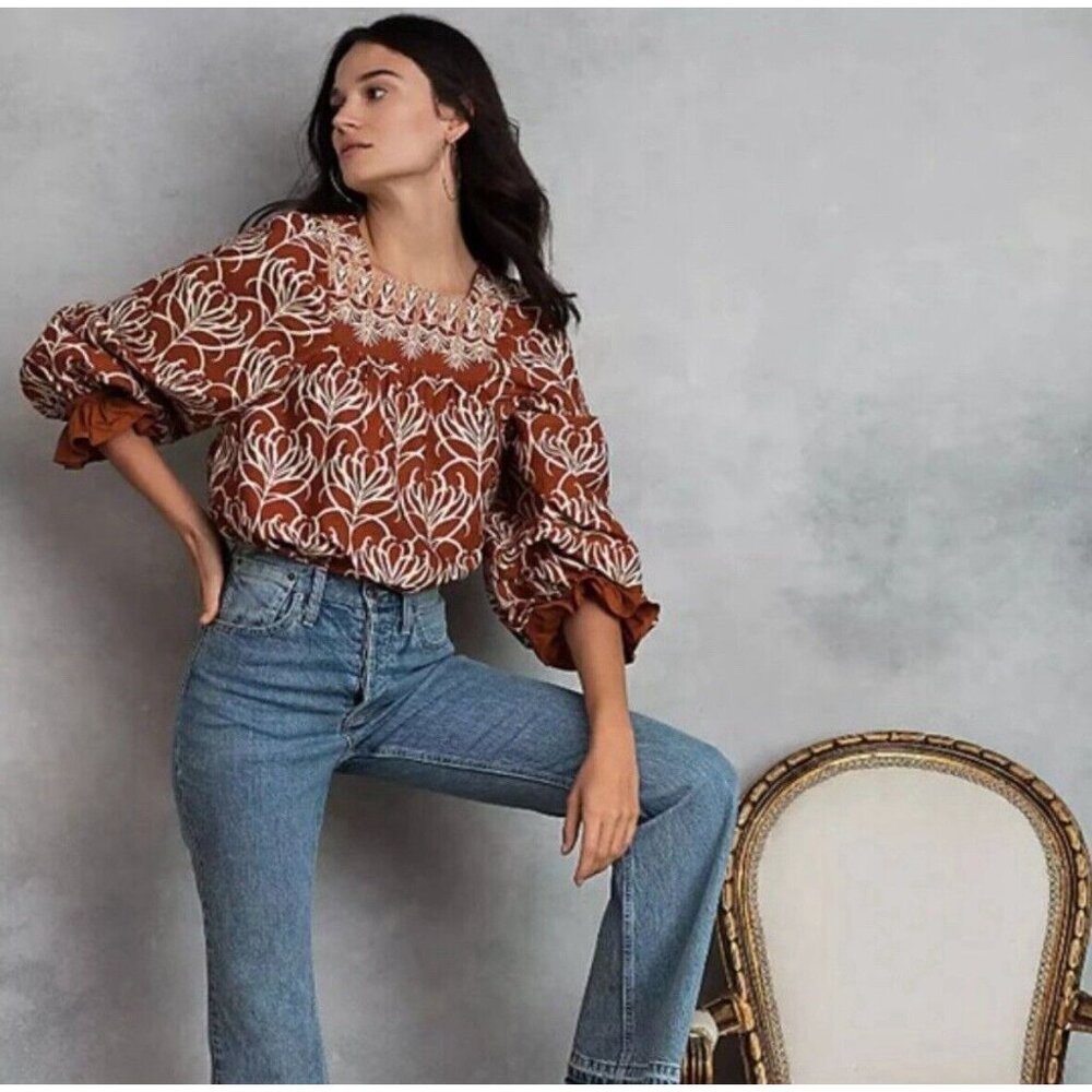 Happy X Nature Kate Hudson Boho Printed MISTY Blouse Top, Size S‎ Small